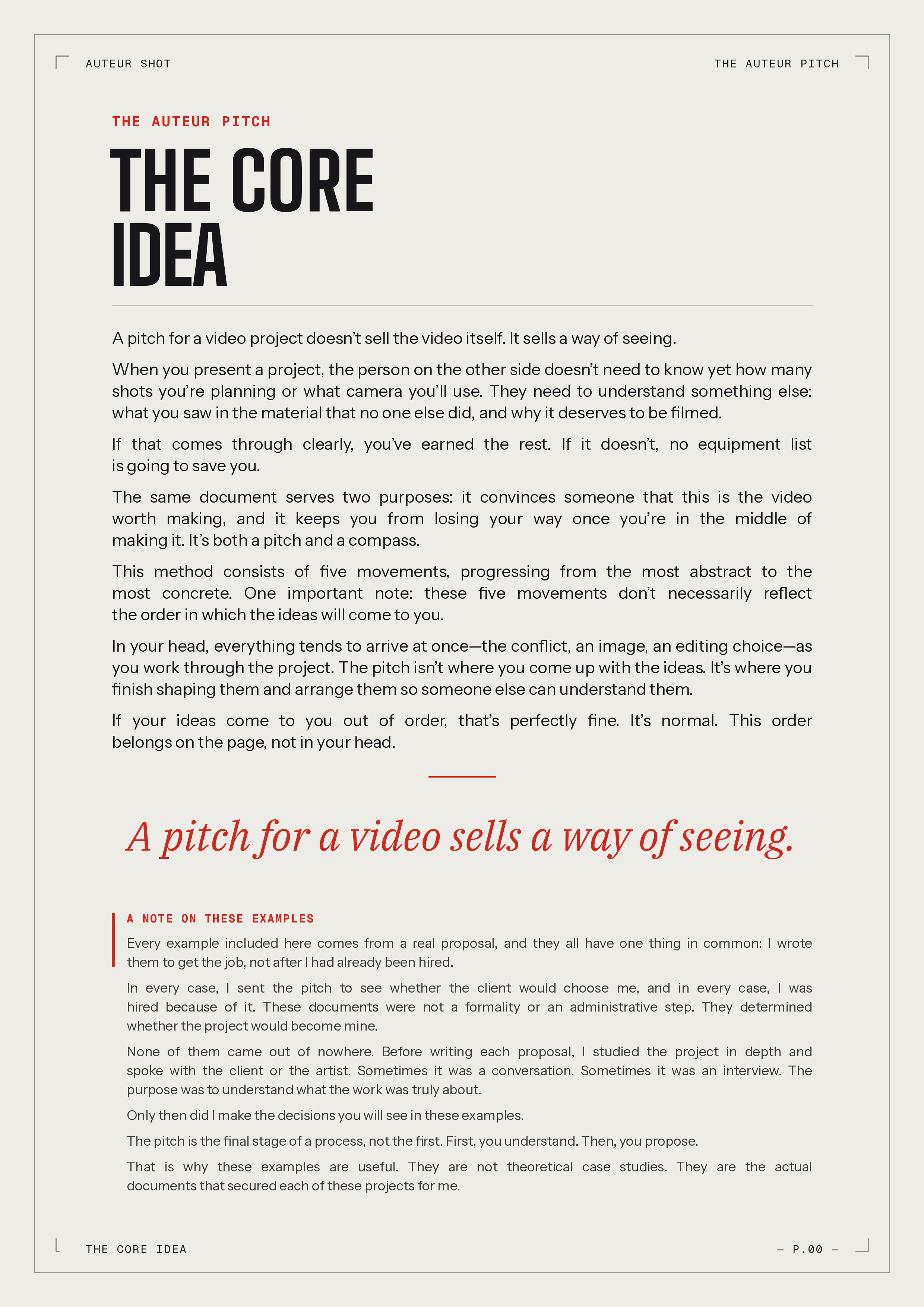 Interior pages from The Auteur Pitch filmmaking guide